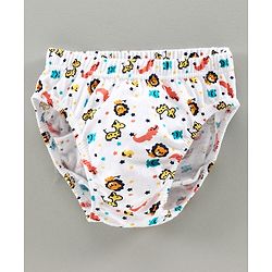 Babyhug Antibacterial Briefs Lion Print Pack of 3 - Navy White