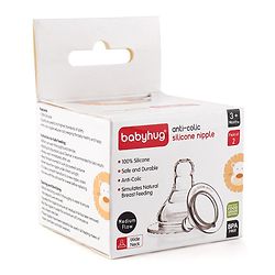 Babyhug Wide Neck Silicone Nipple Medium Flow - Pack of 2