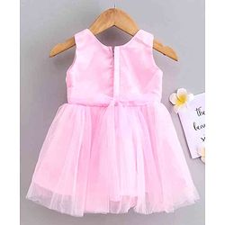 Babyhug Party Wear Sleeveless Frock Floral Embroidery & Applique - Pink