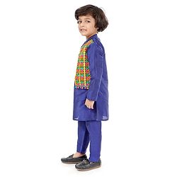 Babyhug Full Sleeves Kurta Pajama Set Embroidered - Blue