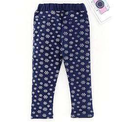 Babyhug Full Length Jeggings Snowflake Print - Navy Blue