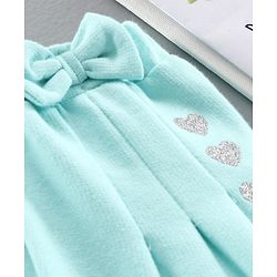 Babyhug Full Length Lounge Pant Heart & Bow Detail - Sea Green
