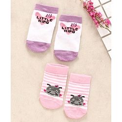 Cute Walk by Babyhug Ankle Length Anti Bacterial Socks Pack of 2 - Pink Purple