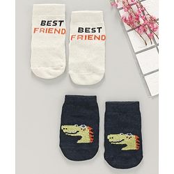 Cute Walk by Babyhug Ankle Length Anti Bacterial Socks Pack of 2 - Navy & Grey