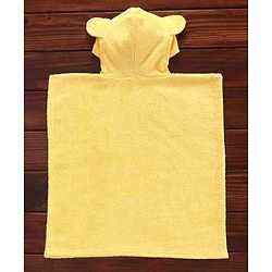 Babyhug Towel Poncho With Hood Penguin Patch - Yellow