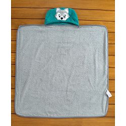 Babyhug Hooded Towel with Cat Embroidery - Grey