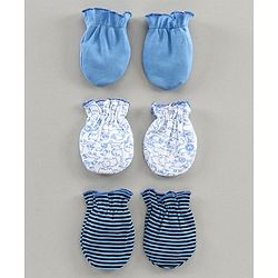 Babyhug 100% Cotton Mitten Set Of 3 - Multicolor
