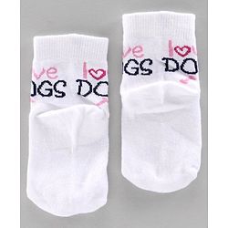 Cute Walk by Babyhug Anti Bacterial Ankle Length Socks Heart & Dog Design Pack of f3 - White Blue