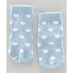 Cute Walk by Babyhug Anti Bacterial Ankle Length Socks Heart & Dog Design Pack of f3 - White Blue