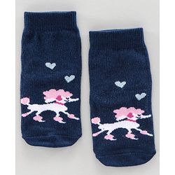 Cute Walk by Babyhug Anti Bacterial Ankle Length Socks Heart & Dog Design Pack of f3 - White Blue