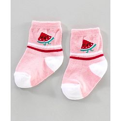 Cute Walk by Babyhug Anti Bacterial Ankle Length Socks Fruit Design Pack of 3 - Pink Yellow