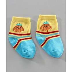 Cute Walk by Babyhug Anti Bacterial Ankle Length Socks Fruit Design Pack of 3 - Pink Yellow