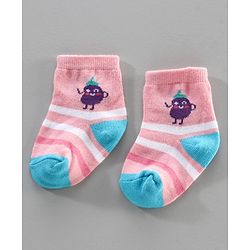 Cute Walk by Babyhug Anti Bacterial Ankle Length Socks Fruit Design Pack of 3 - Pink Yellow