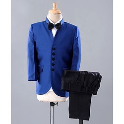 Babyhug 3 Piece Party Suit With Bow - Black Blue