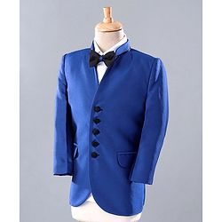 Babyhug 3 Piece Party Suit With Bow - Black Blue