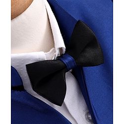 Babyhug 3 Piece Party Suit With Bow - Black Blue