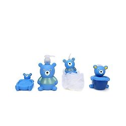 Bathroom Set Bear Design Pack Of 4 - Blue And White