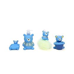Bathroom Set Bear Design Pack Of 4 - Blue And Green