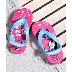 Cute Walk by Babyhug Flip Flop With Back Strap Mickey & Minnie Mouse Print - Pink