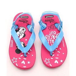 Cute Walk by Babyhug Flip Flop With Back Strap Mickey & Minnie Mouse Print - Pink