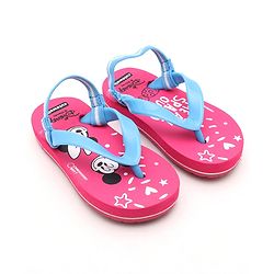 Cute Walk by Babyhug Flip Flop With Back Strap Mickey & Minnie Mouse Print - Pink