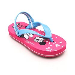 Cute Walk by Babyhug Flip Flop With Back Strap Mickey & Minnie Mouse Print - Pink