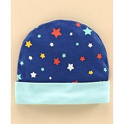Babyhug 100% Cotton Cap Mitten and Booties Set Blue - Diameter 11 cm