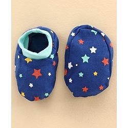 Babyhug 100% Cotton Cap Mitten and Booties Set Blue - Diameter 11 cm