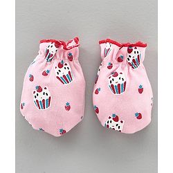 Babyhug 100% Cotton Cap Mitten and Booties Set Pink - Diameter 10 cm