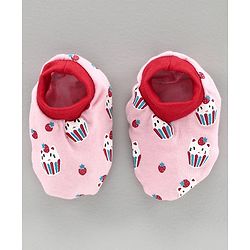 Babyhug 100% Cotton Cap Mitten and Booties Set Pink - Diameter 10 cm