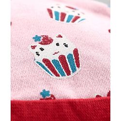 Babyhug 100% Cotton Cap Mitten and Booties Set Pink - Diameter 10 cm