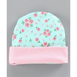 Babyhug 100% Cotton Cap Mitten and Booties Set Blue - Diameter 10 cm