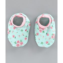 Babyhug 100% Cotton Cap Mitten and Booties Set Blue - Diameter 10 cm