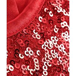 Babyhug Sleeveless Party Wear Frock with Reversible Sequins - Red