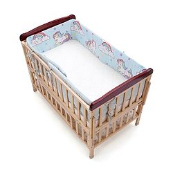 Babyhug 100% Cotton Cot Bumper Unicorn Print Regular - Blue (Cot not Included)