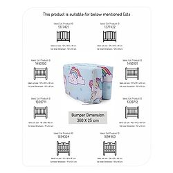 Babyhug 100% Cotton Cot Bumper Unicorn Print Regular - Blue (Cot not Included)