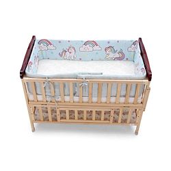 Babyhug 100% Cotton Cot Bumper Unicorn Print Regular - Blue (Cot not Included)
