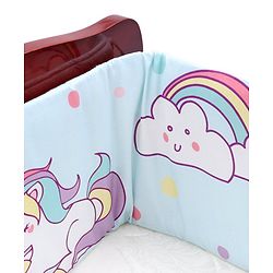 Babyhug 100% Cotton Cot Bumper Unicorn Print Regular - Blue (Cot not Included)