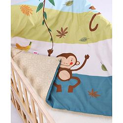 Babyhug Cotton Quilt Monkey Print - Multicolor