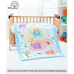 Babyhug Cotton Quilt Elephant Print - Multicolor | Soft and Comfortable| Breathable Fabric| New Born Gifting Option| Light Weight and Foldable| Travel Friendly| Machine Washable