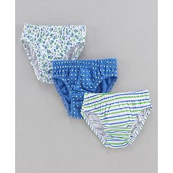 Babyhug 100% Cotton Panties Multiprint Pack of 3 - Blue White