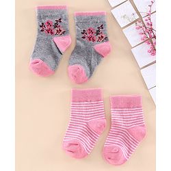 Cutewalk By Babyhug Anti Bacterial Ankle Length Socks Pack of 2 - Pink