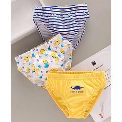 Babyhug 100% Cotton Briefs Pack of 3 - Yellow White