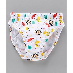 Babyhug 100% Cotton Breifs Multiprint Pack of 3 - White Navy Blue