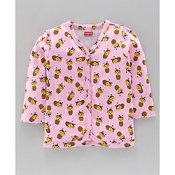 Babyhug 100%Cotton Full Sleeves Vests Honey Bee Print Pack of 2 - Blue Pink