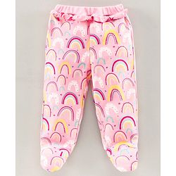Babyhug Bootie Leggings Dots & Rainbow Print Pack Of 2 - Blue Pink