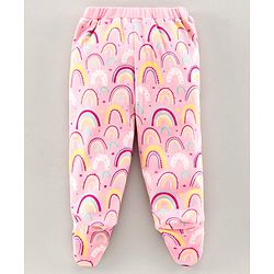 Babyhug Bootie Leggings Dots & Rainbow Print Pack Of 2 - Blue Pink