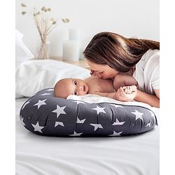 Babyhug 100% Cotton Premium Baby Lounger With Waterproof Sheet Star Print - Black