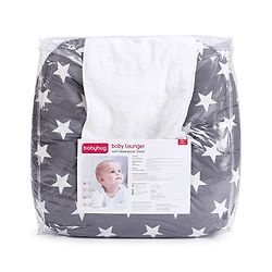 Babyhug 100% Cotton Premium Baby Lounger With Waterproof Sheet Star Print - Black