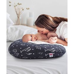 Babyhug 100% Cotton Premium Baby Lounger With Waterproof Sheet Geometric Animals Print - Black